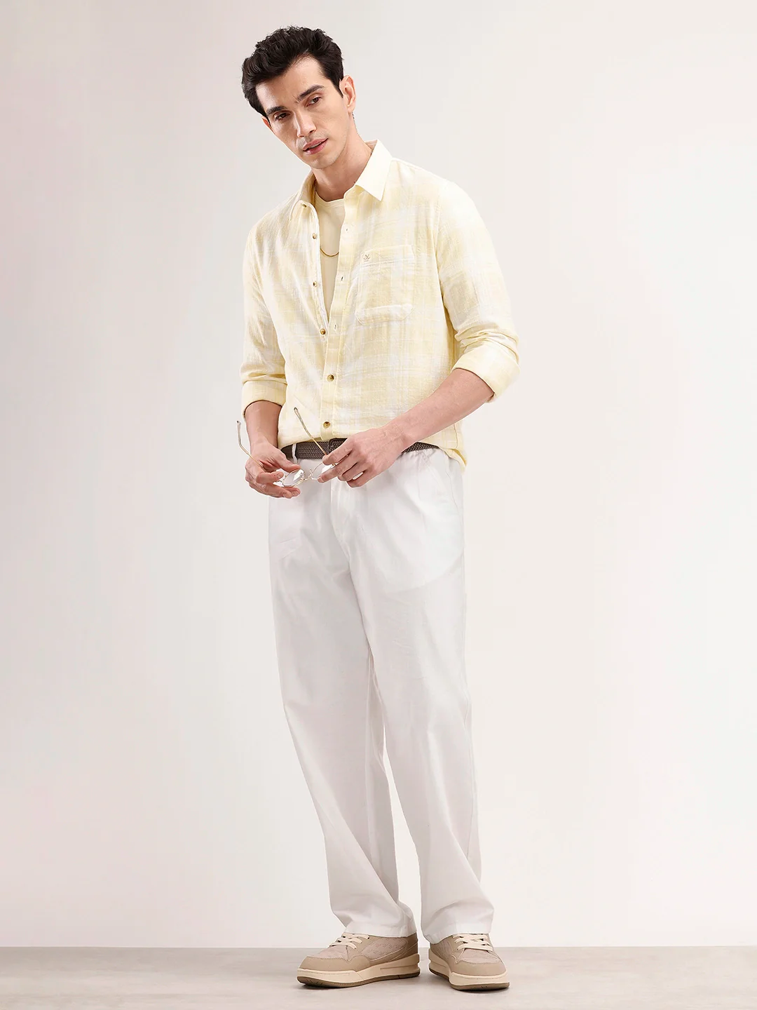 Slim Fit Checkered Shirt | Yellow - Image 2