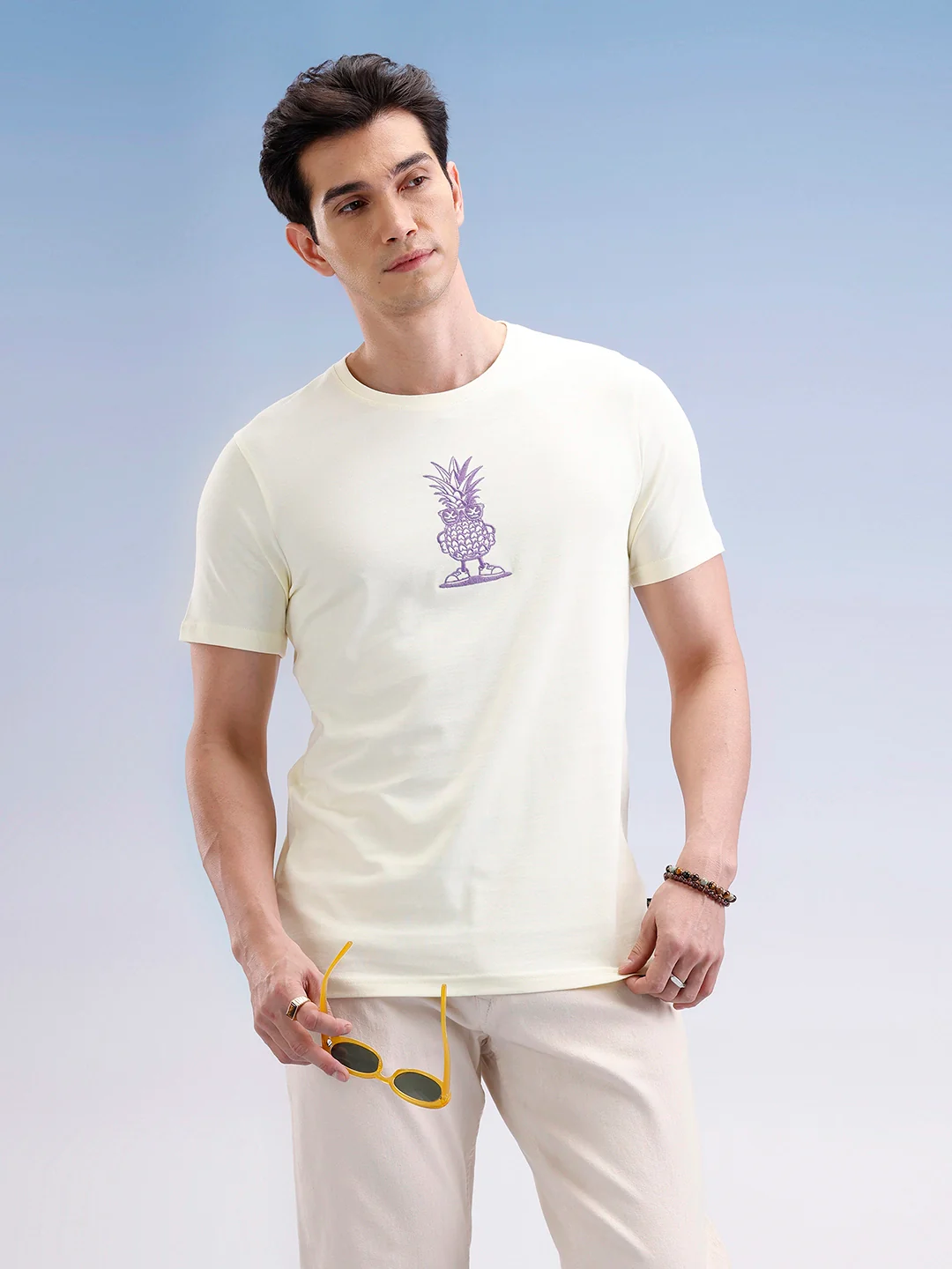 Slim Fit Classic Embroidered T-Shirt  | Yellow