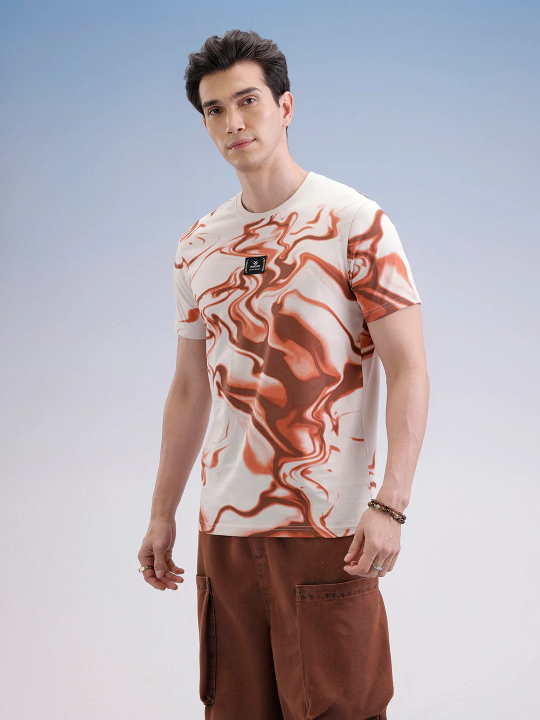 Slim Fit Classic Placement Printed T-Shirt | Beige - Image 4