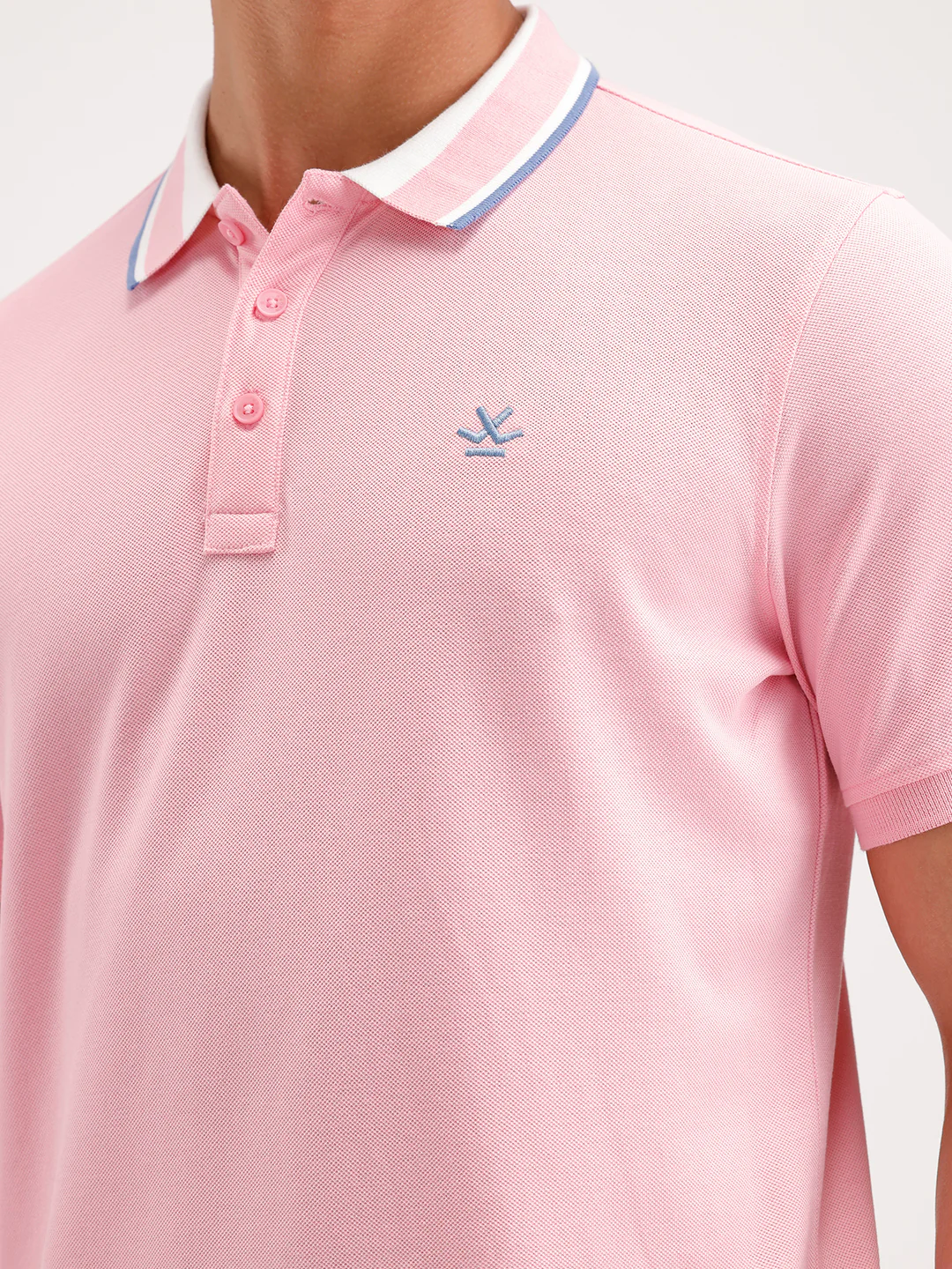 Slim Fit Contrast Collar Polo T-Shirt | Pink - Image 5