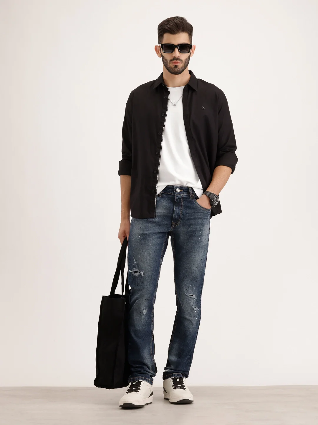 Slim Fit Distressed Denim Jeans | Blue - Image 2