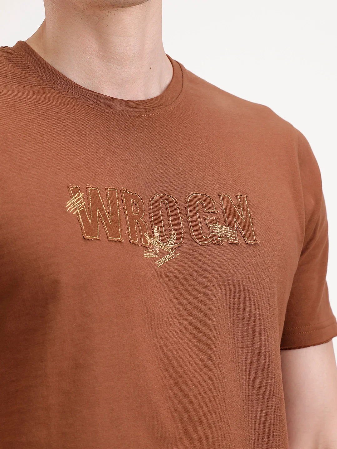 Slim Fit Emroidered T-Shirt | Brown - Image 5