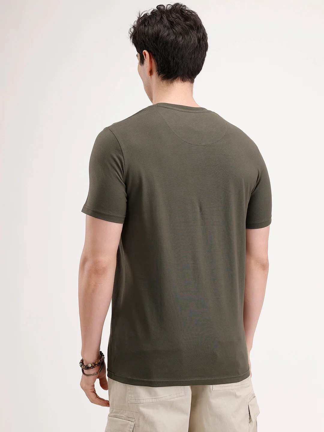 Slim Fit Flock Printed T-Shirt | Olive - Image 3