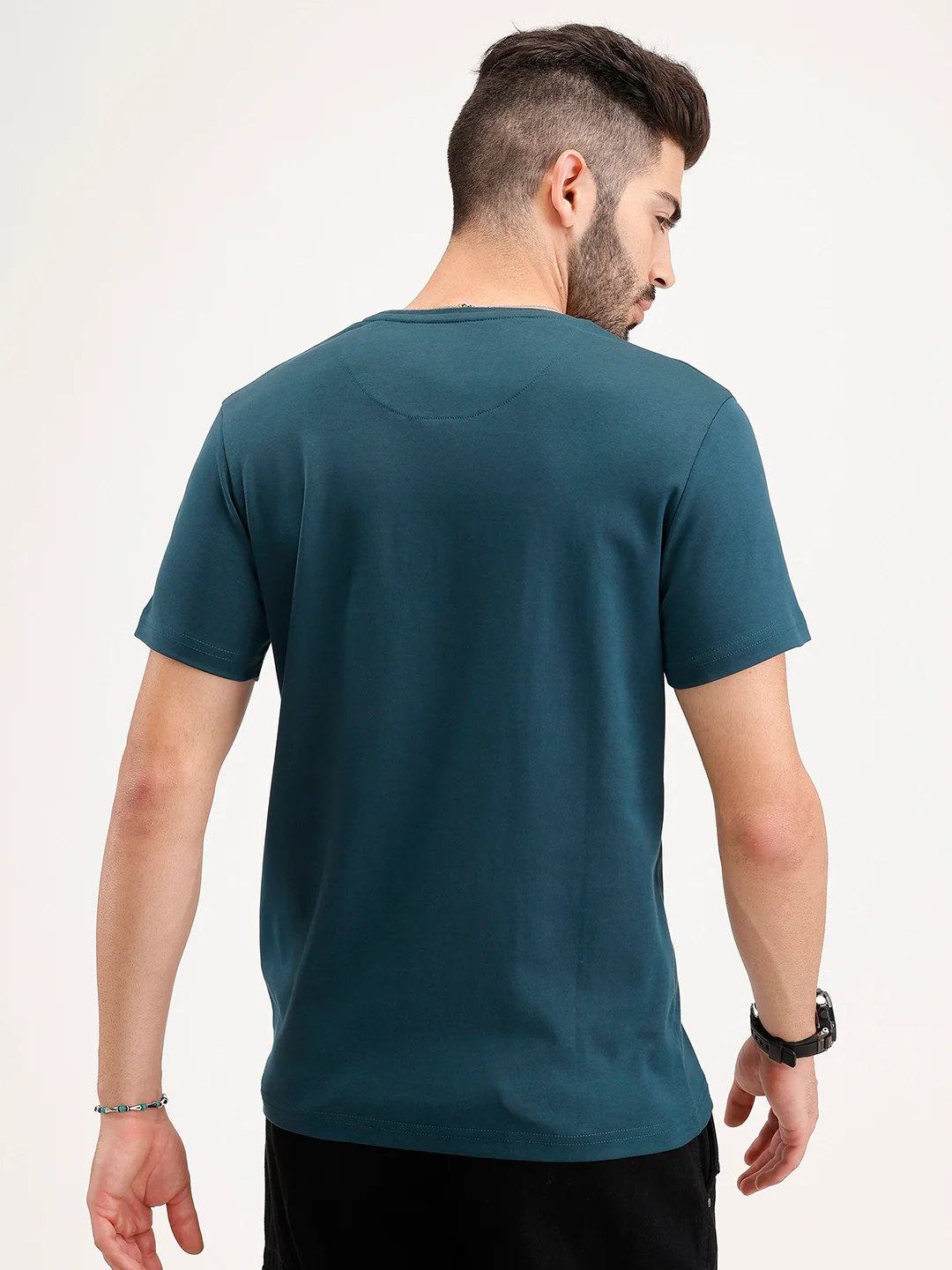 Slim Fit Flock Printed T-Shirt | Teal - Image 3
