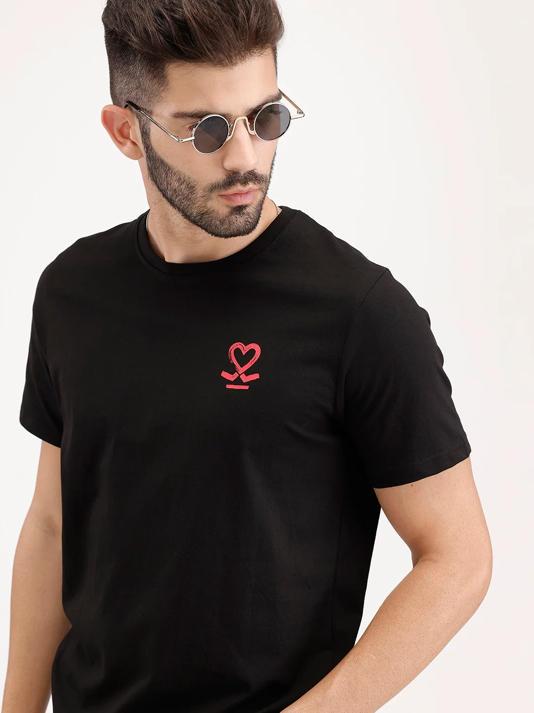 Slim Fit Placement Printed Tee | Black - Image 4
