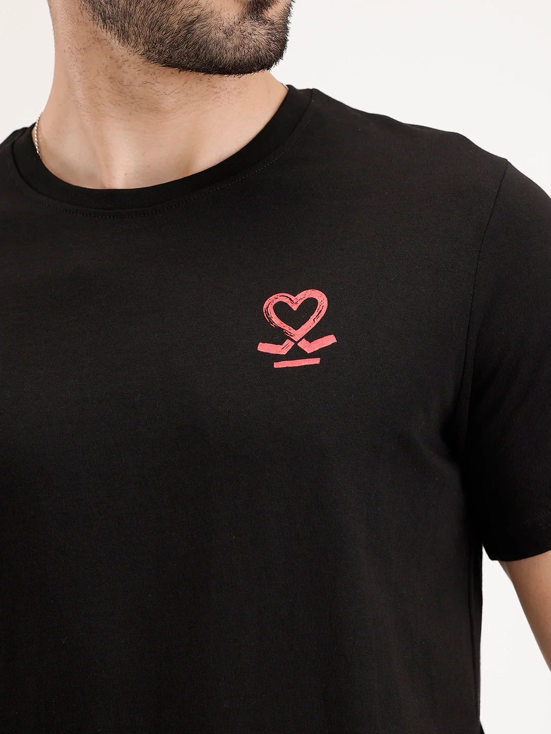 Slim Fit Placement Printed Tee | Black - Image 8