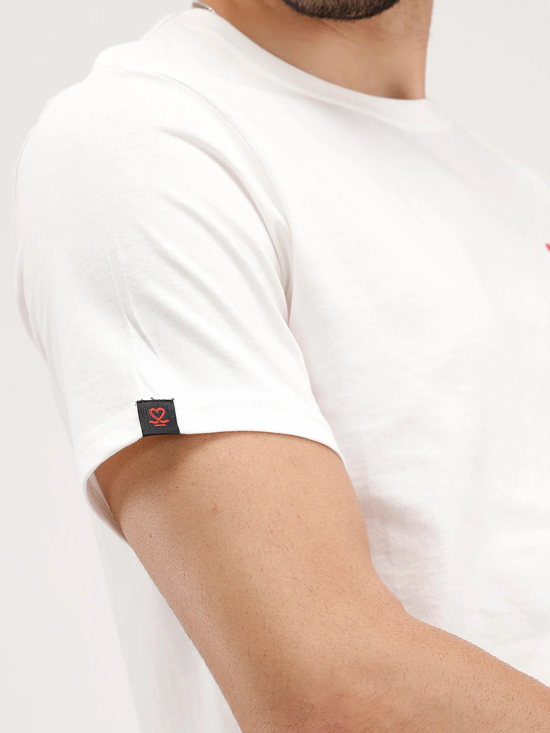 Slim Fit Placement Printed Tee | White - Image 9