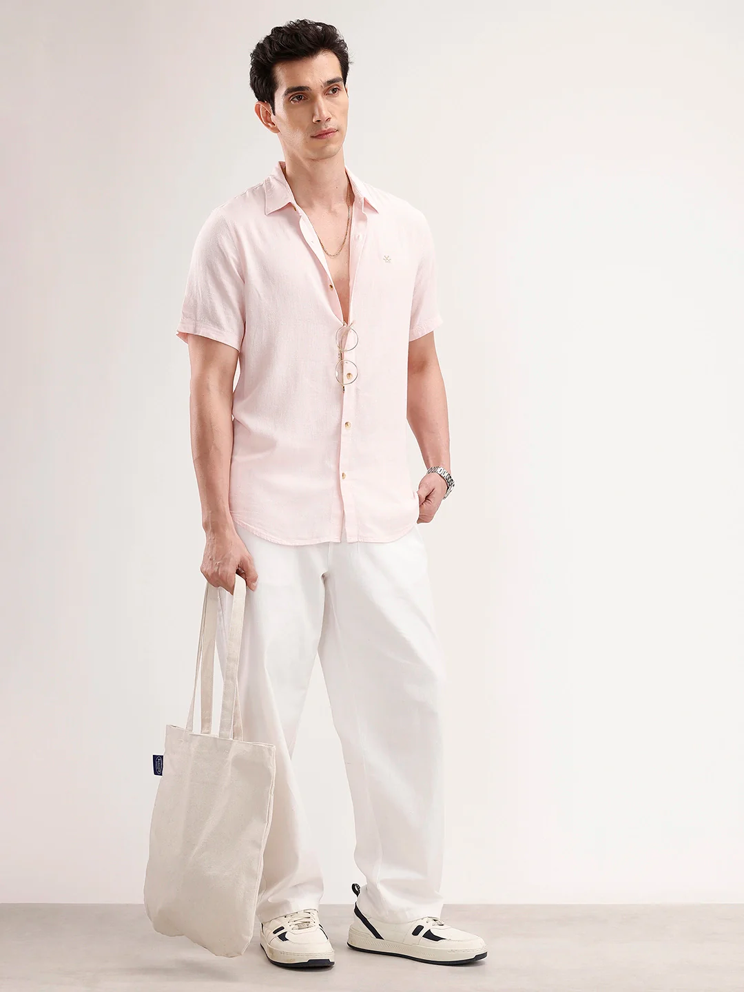 Slim Fit Linen Blend Shirt | Pink - Image 2