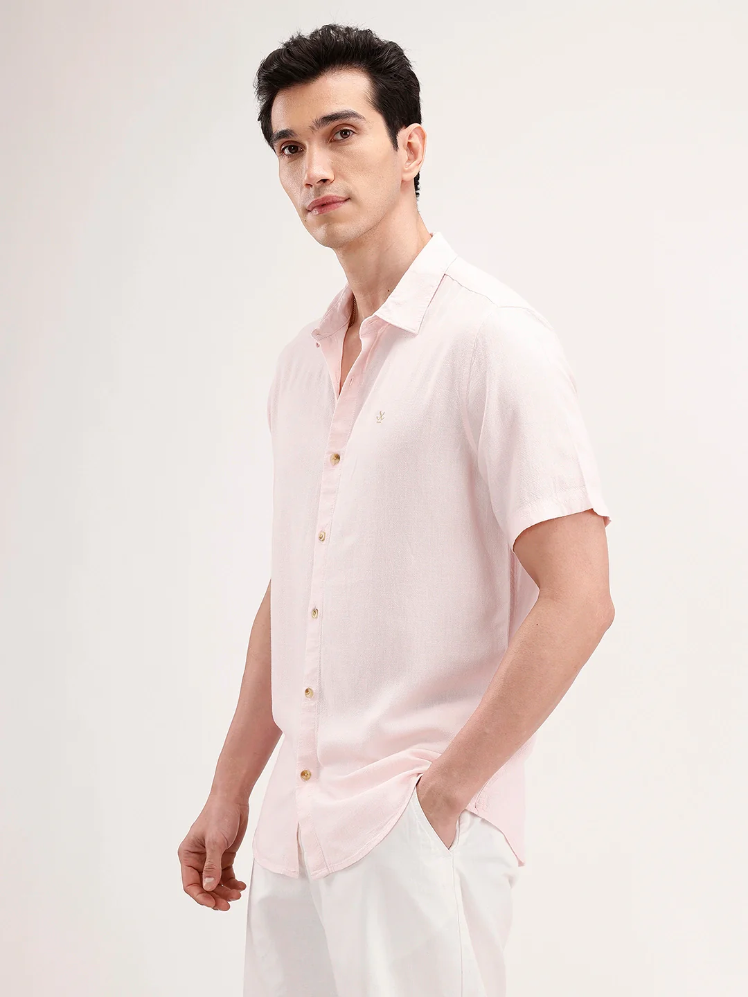 Slim Fit Linen Blend Shirt | Pink - Image 4