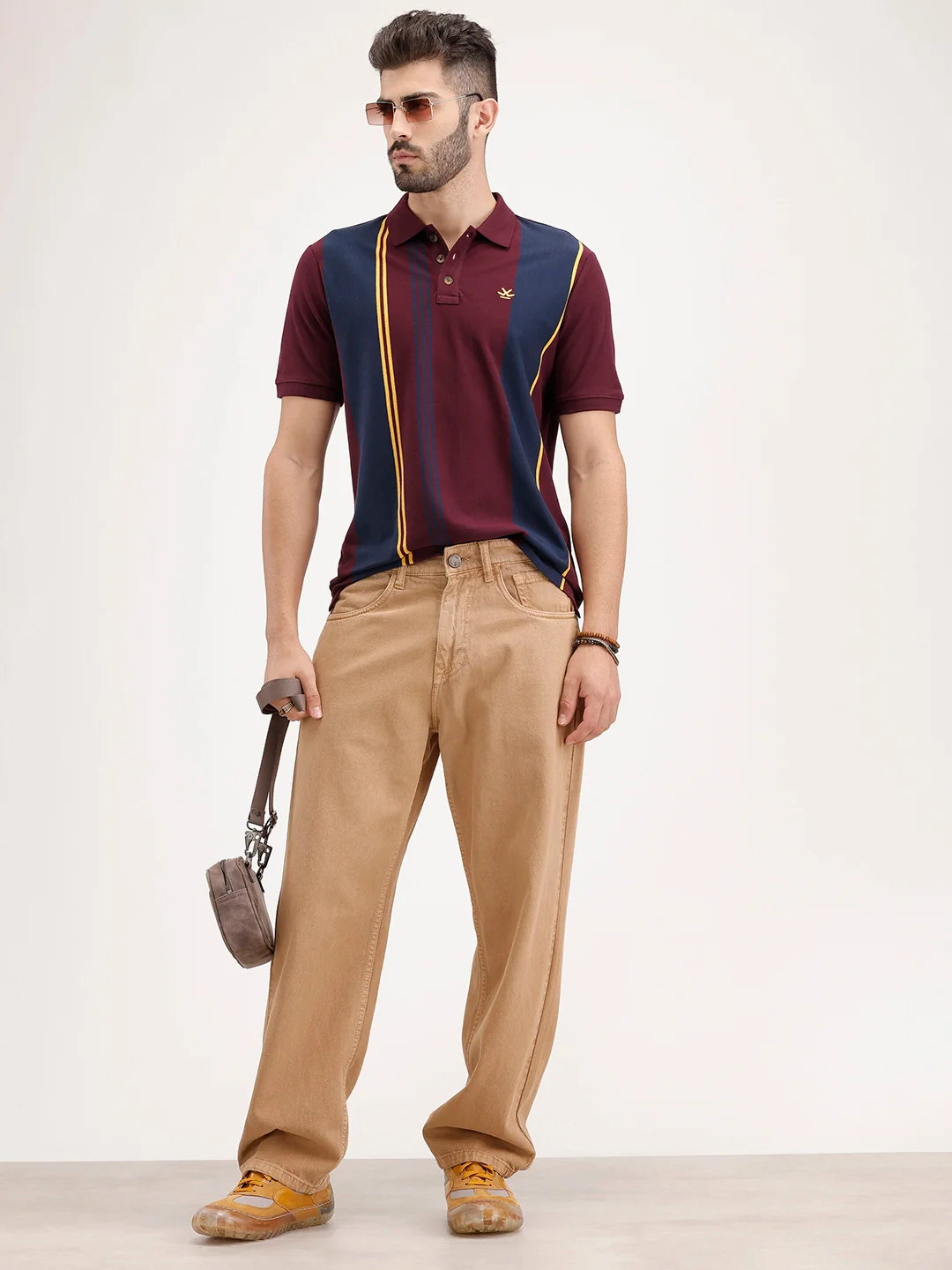 Slim Fit Pannel Printed Polo T-Shirt | Maroon - Image 2