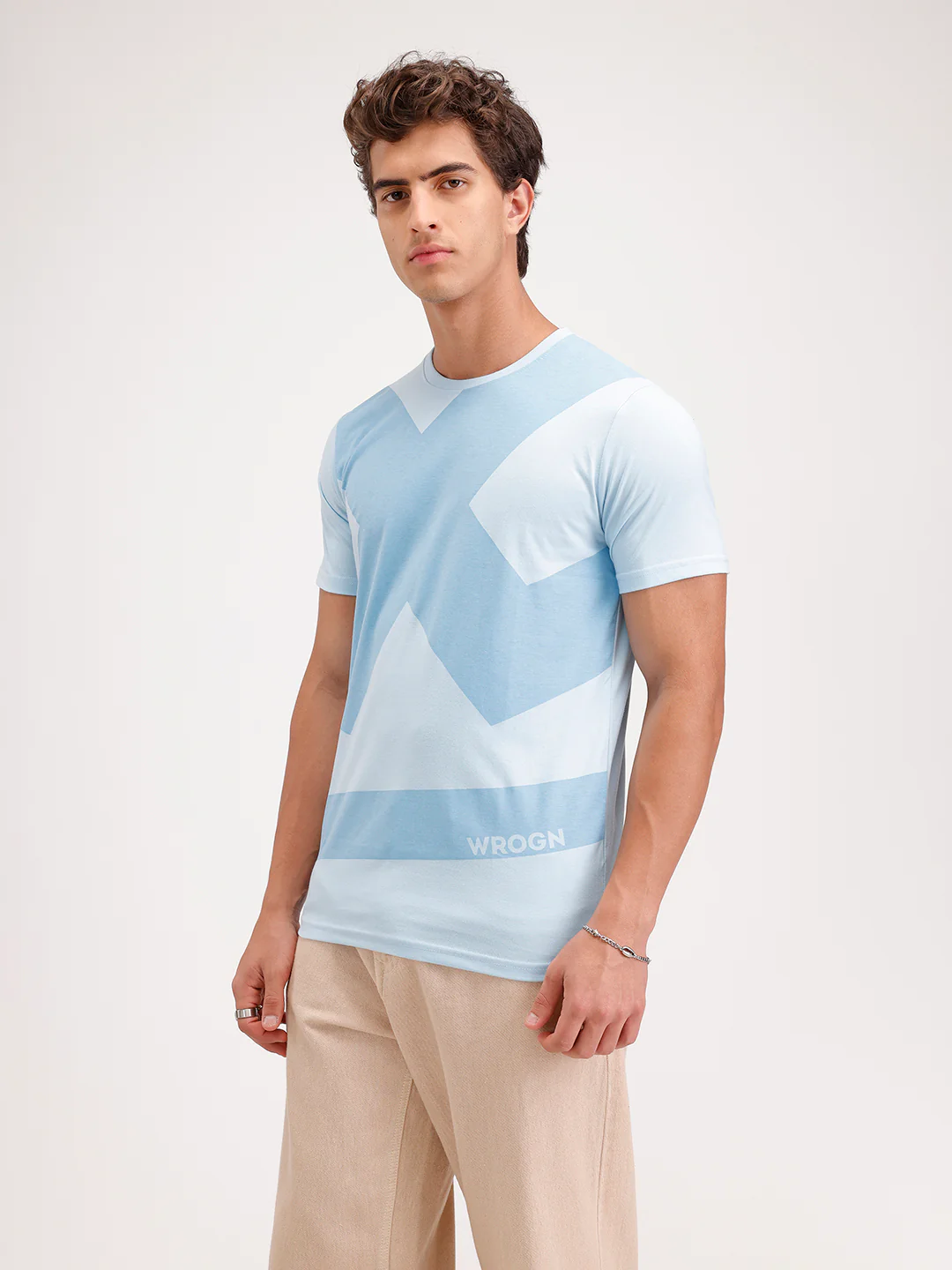 Slim Fit Pannel Printed T-Shirt | Blue - Image 4