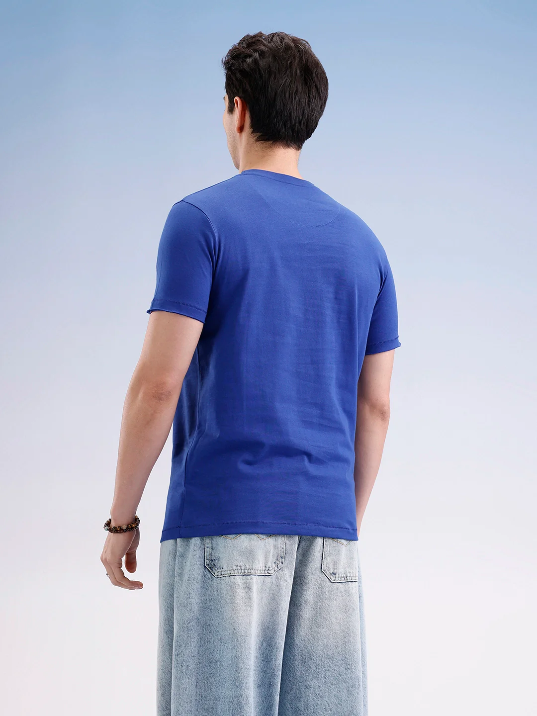 Slim Fit Placement Printed T-Shirt | Blue - Image 3