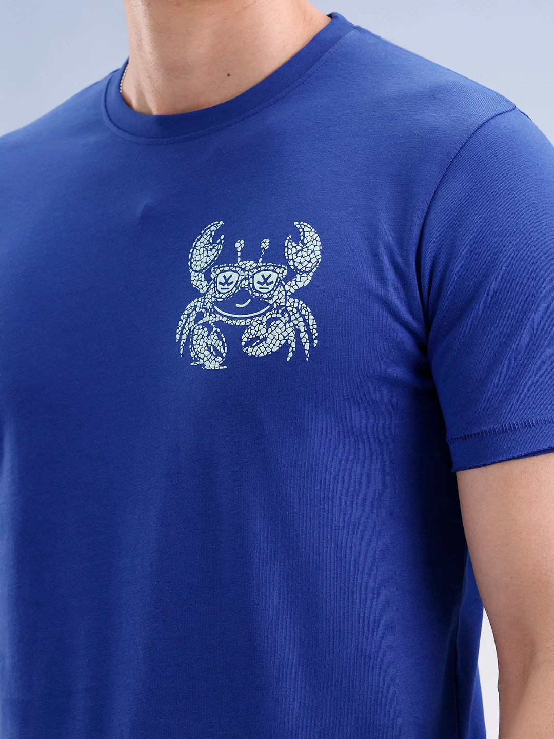 Slim Fit Placement Printed T-Shirt | Blue - Image 5