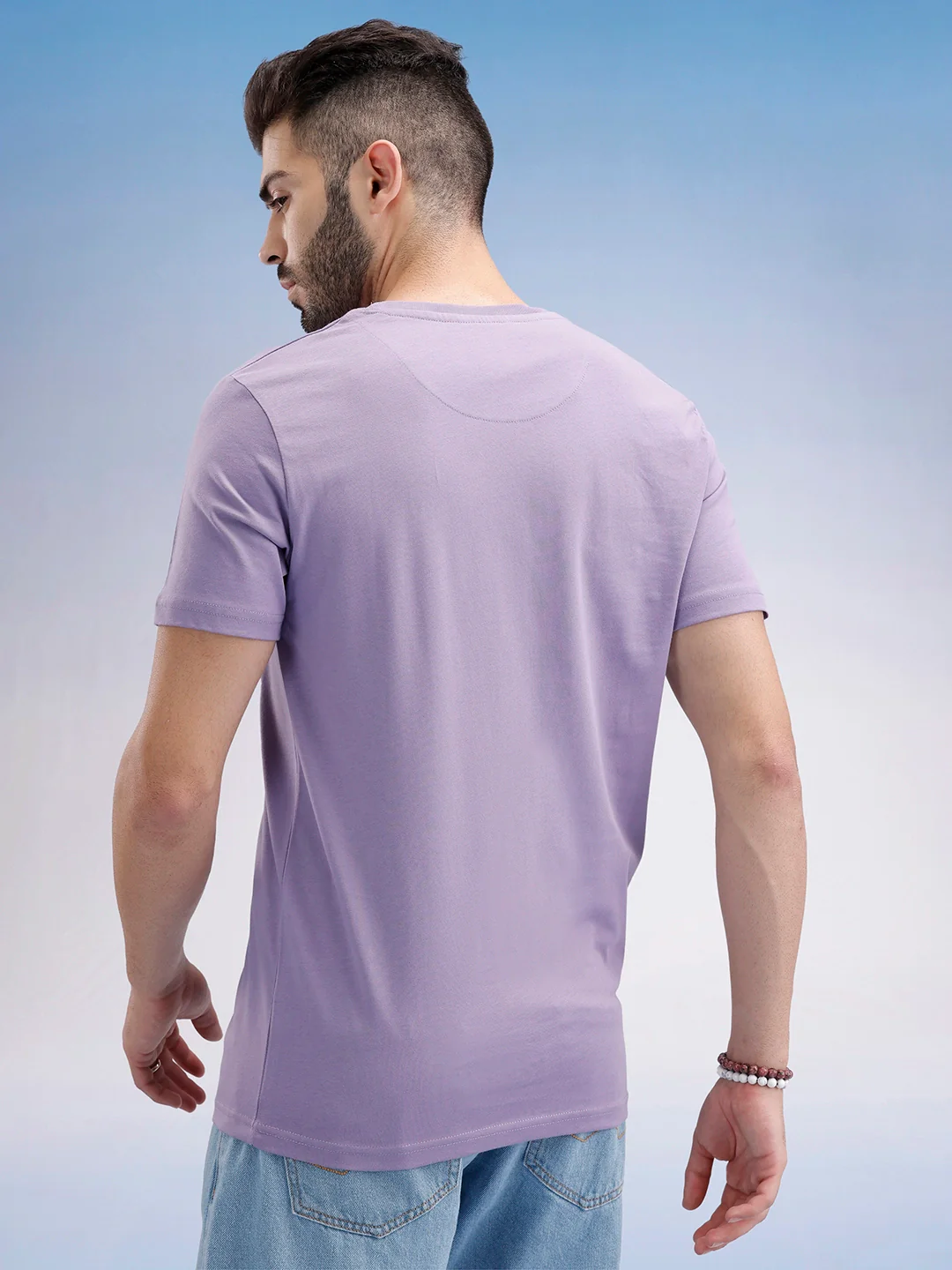 Slim Fit Puffer Printed T-Shirt | Purple - Image 4