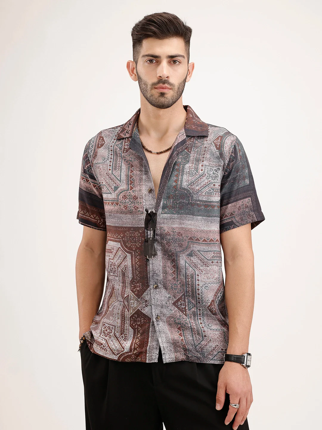 Slim Fit Resort Collar Shirt | Black