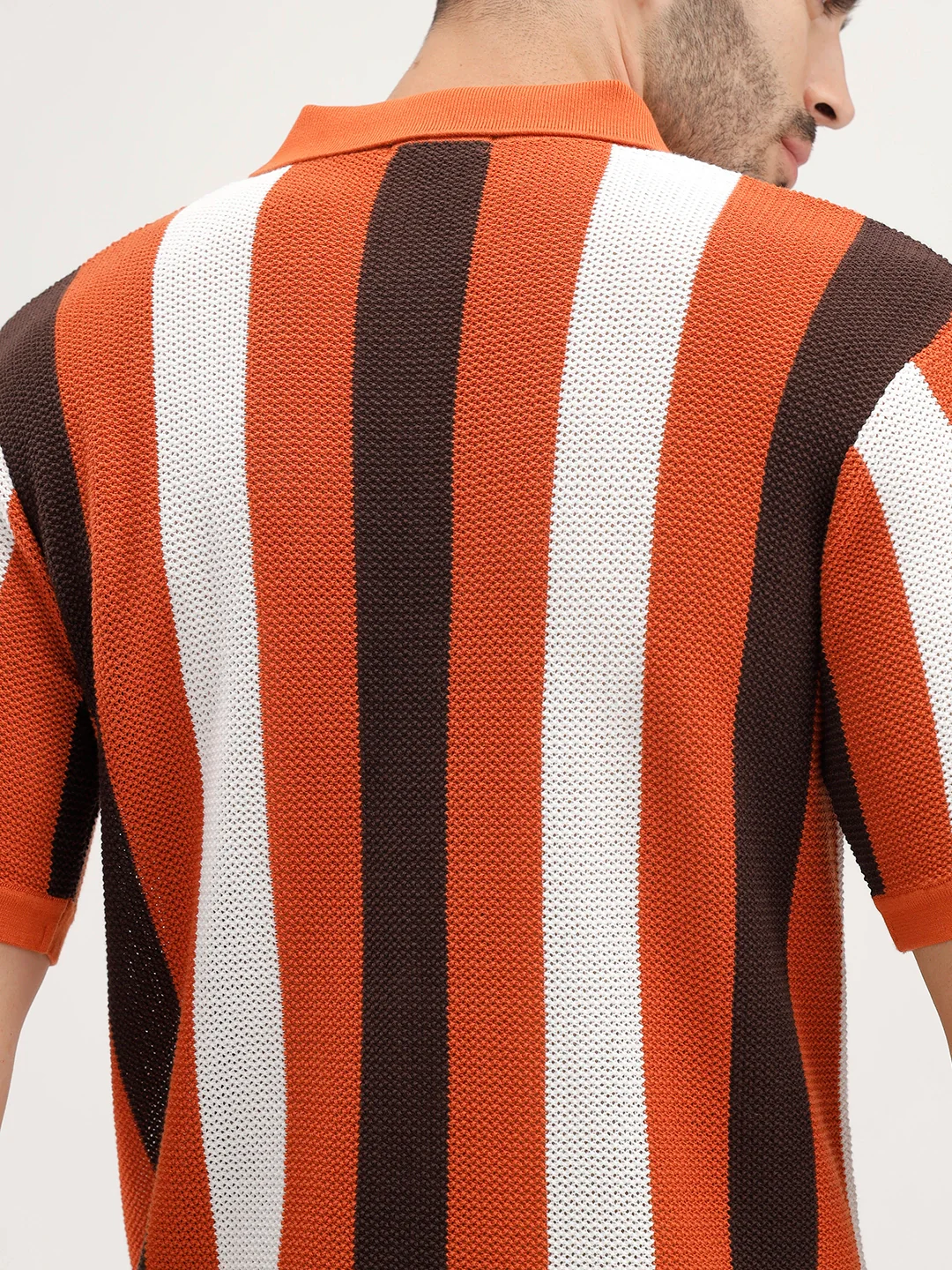 Slim Fit Striped Polo T-Shirt | Rust - Image 5