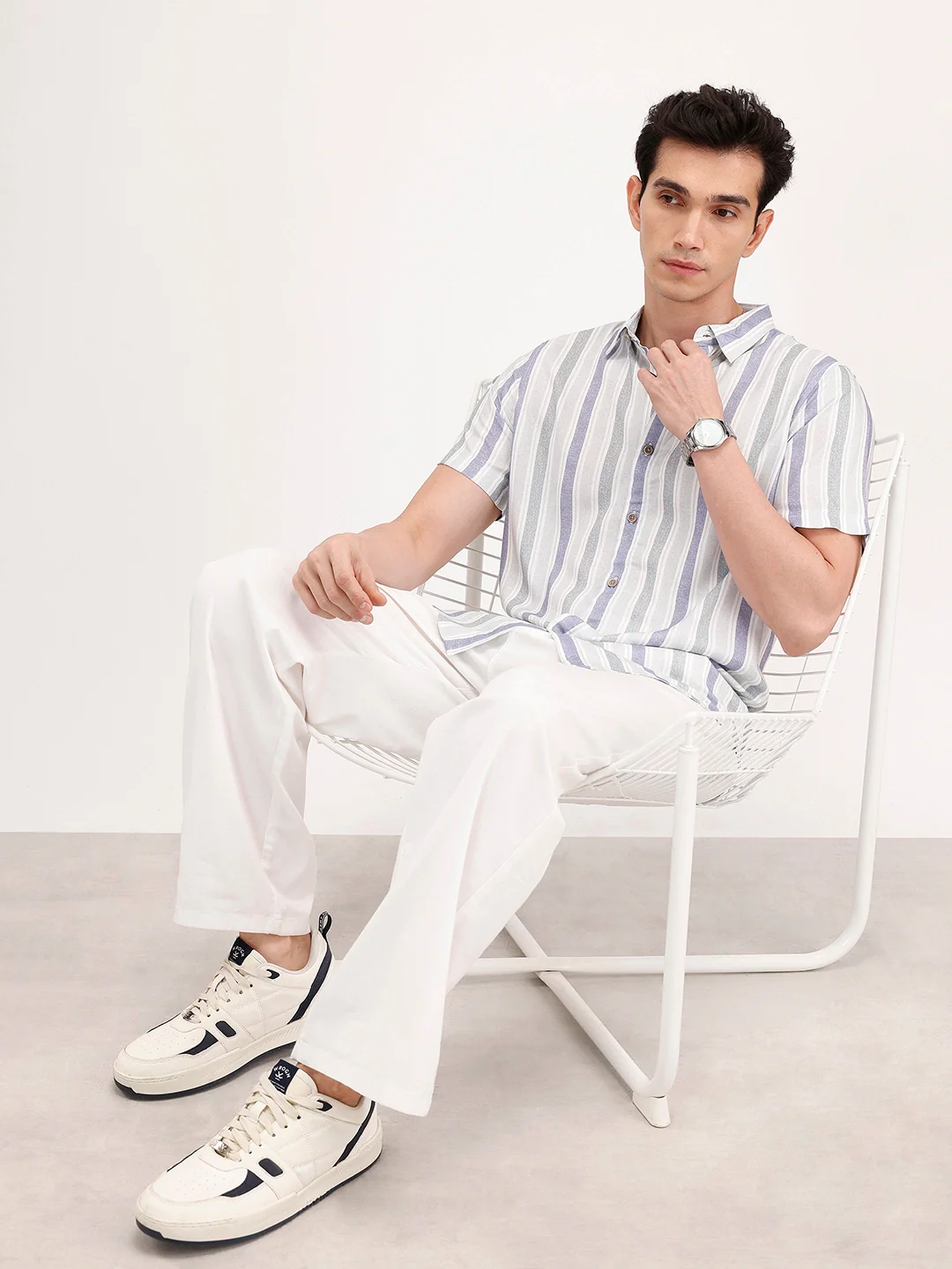 Slim Fit Striped Shirt | Grey - Image 2