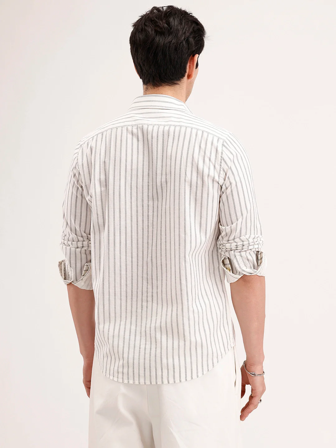 Slim Fit Striped Shirt | White - Image 3