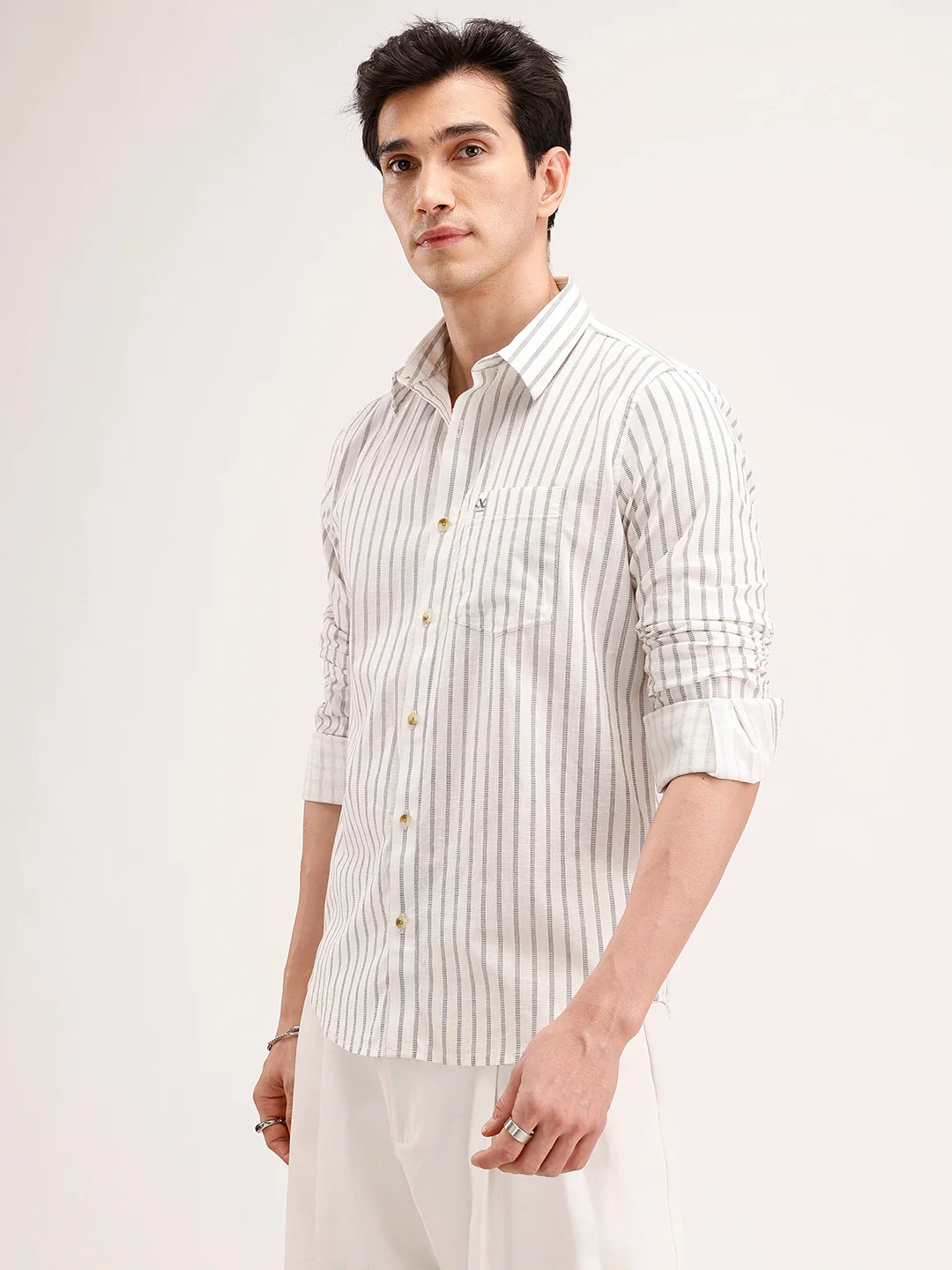 Slim Fit Striped Shirt | White - Image 4