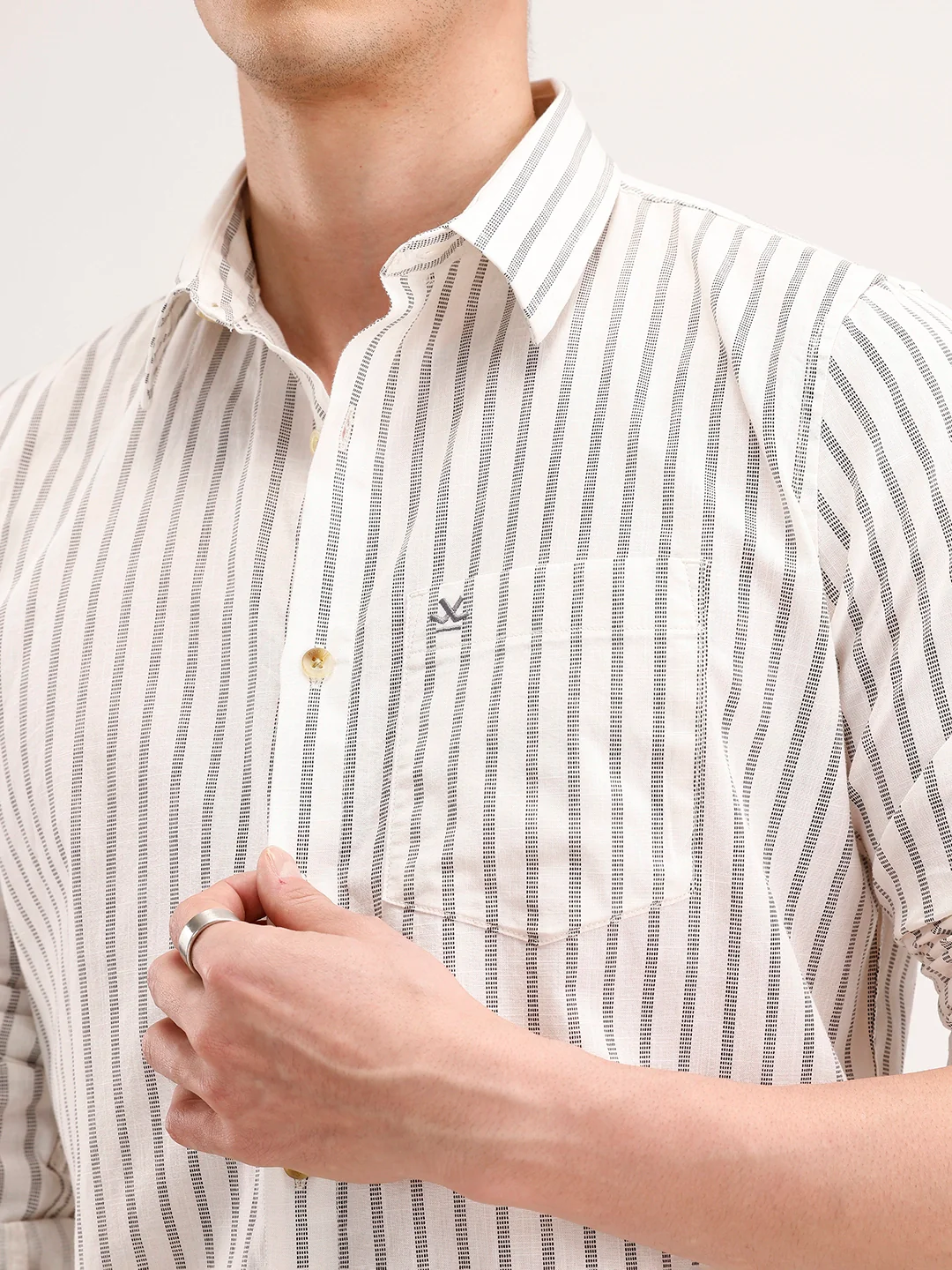 Slim Fit Striped Shirt | White - Image 5