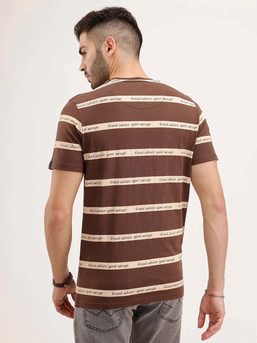 Slim Fit Striped T-Shirt | Brown - Image 3
