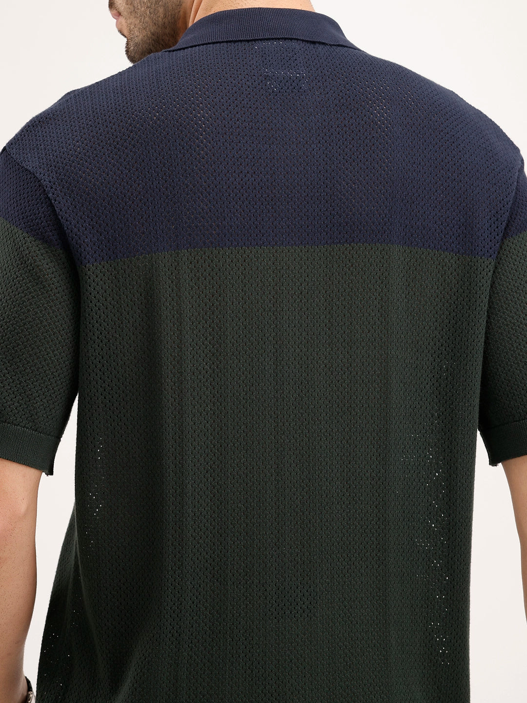 Slim Fit Textured Colourblock Shirt | Olive - Image 6