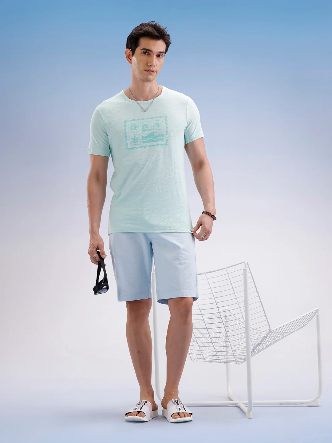 Slim Fit Textured T-Shirt | Light Green - Image 2