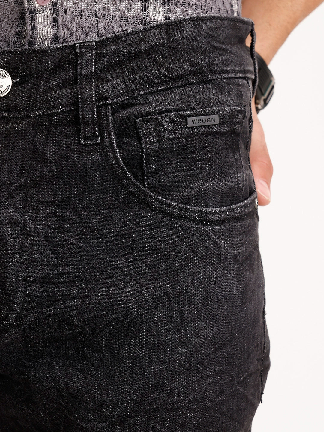 Slim Fit Washed Denim Jeans | Black - Image 5
