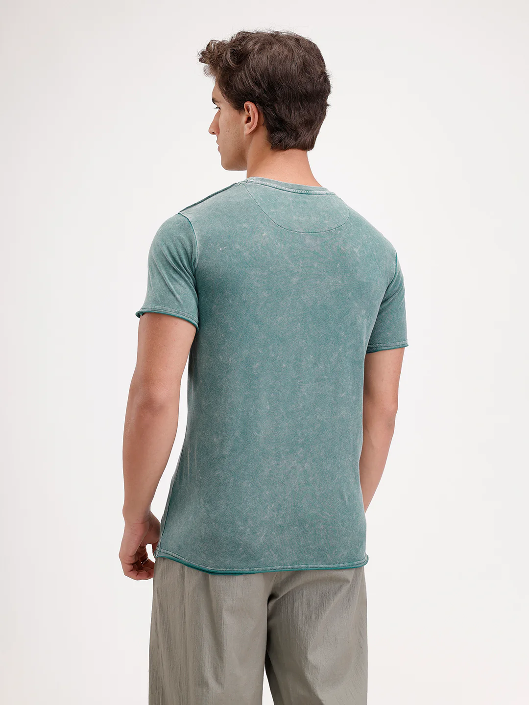 Slim Fit Washed T-Shirt | Dark Green - Image 3