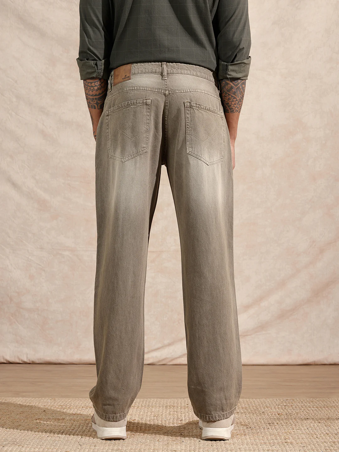 Solid Anti Fit Jeans | Khaki - Image 3