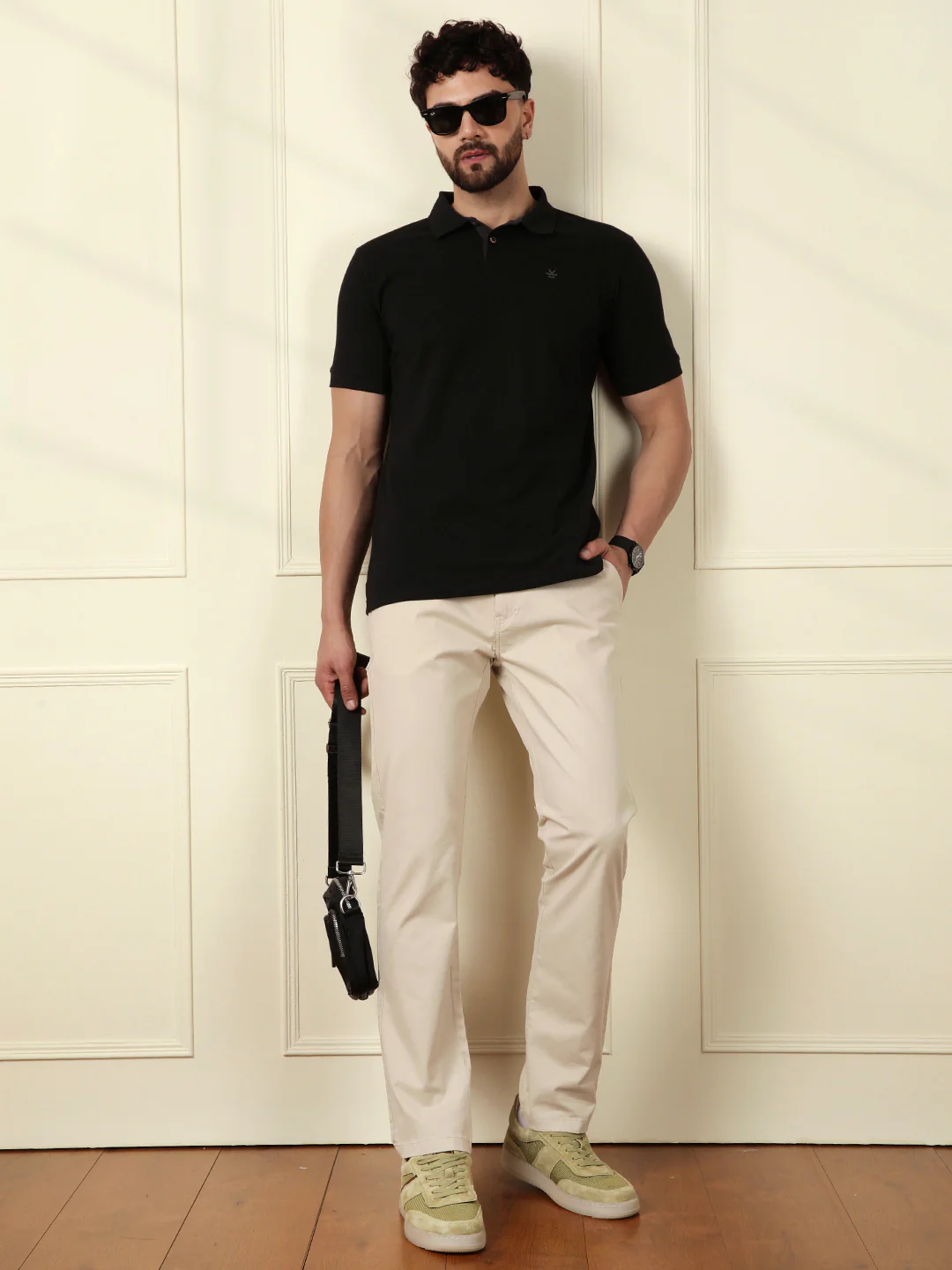 Peached Cotton Slim Fit Trouser | Beige - Image 2