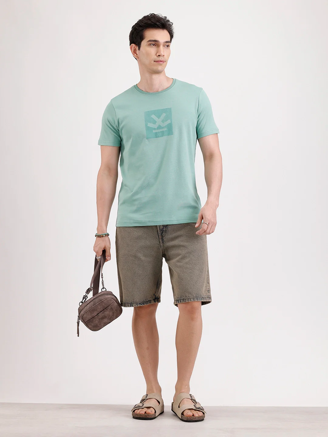 Solid Flock Printed T-Shirt | Green - Image 2