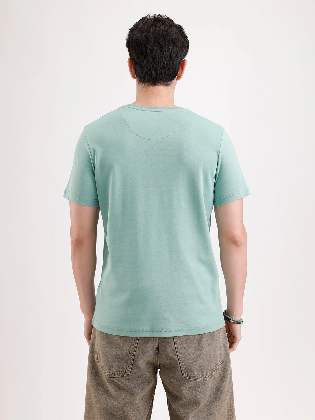 Solid Flock Printed T-Shirt | Green - Image 3