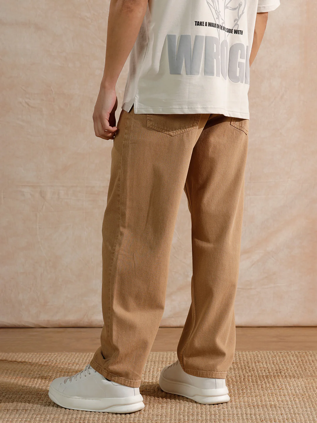 Solid Light Fade Loose Fit Jeans | Khaki - Image 3