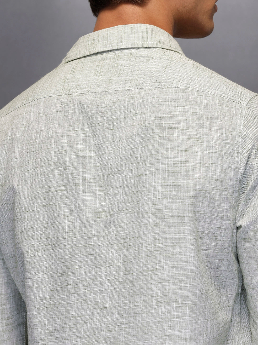Solid Linen Blend Shirt | Green - Image 5