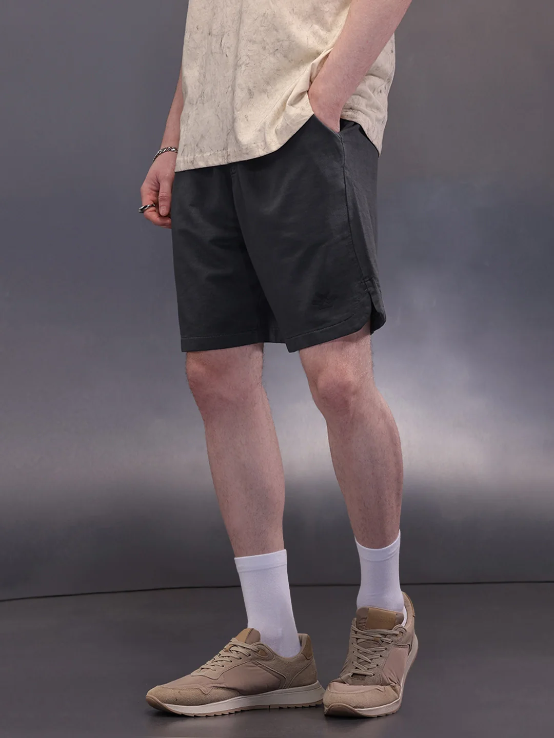 Solid Loose Fit Shorts | Dark Grey