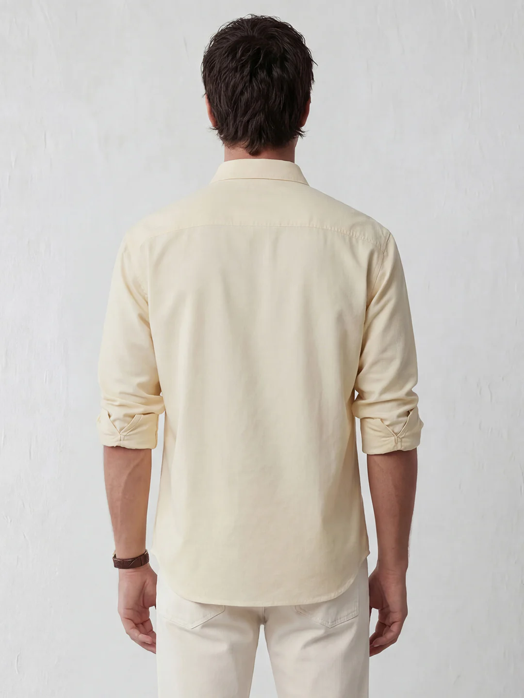 Solid Oversized Textured Shirt | Beige - Image 3