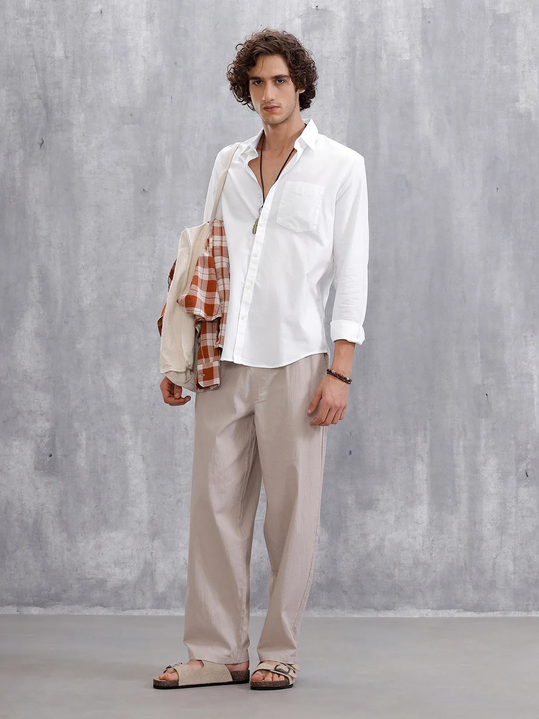 Solid Oxford Slim Fit Shirt | White - Image 2