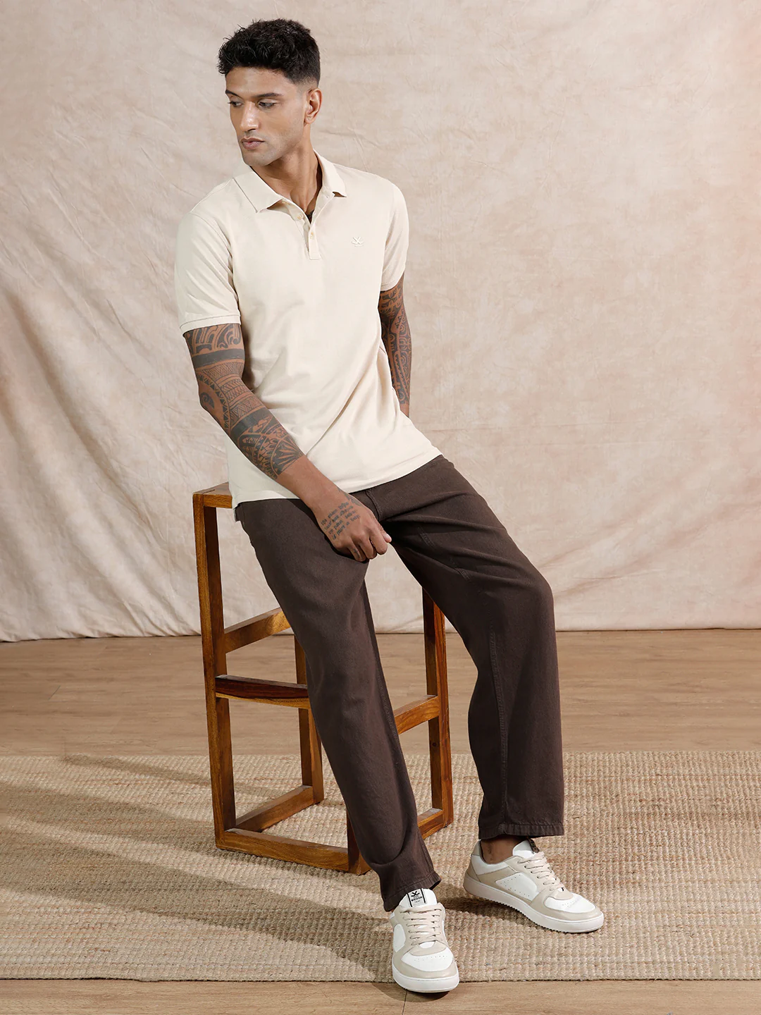 Solid Polo T-Shirt | Beige - Image 2