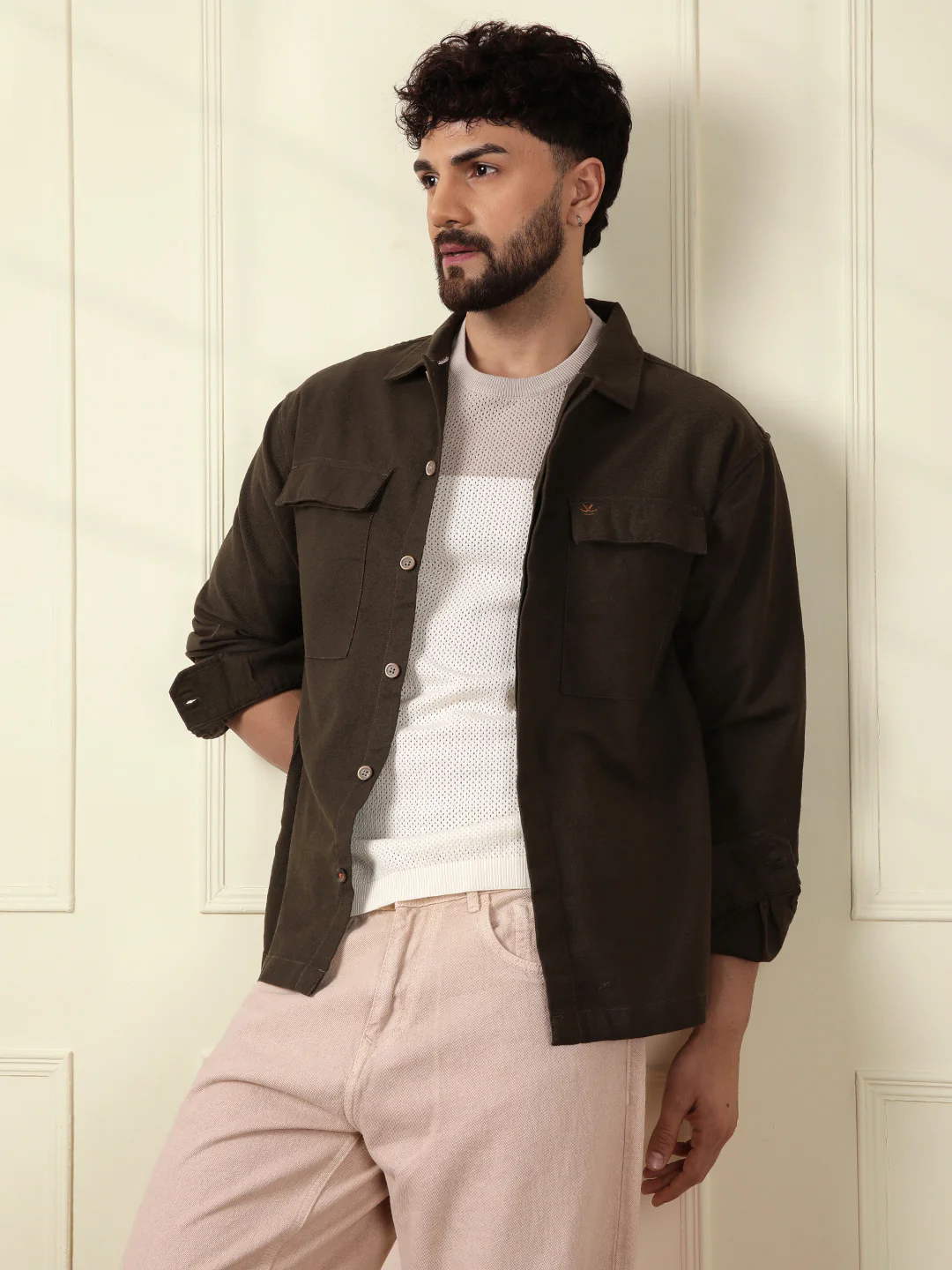 Solid Regular Fit Shacket | Olive - Image 2
