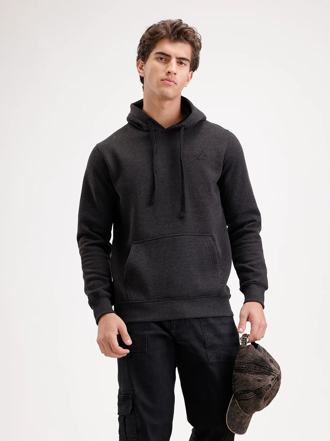 Solid Regular Fit Hoodie | Grey