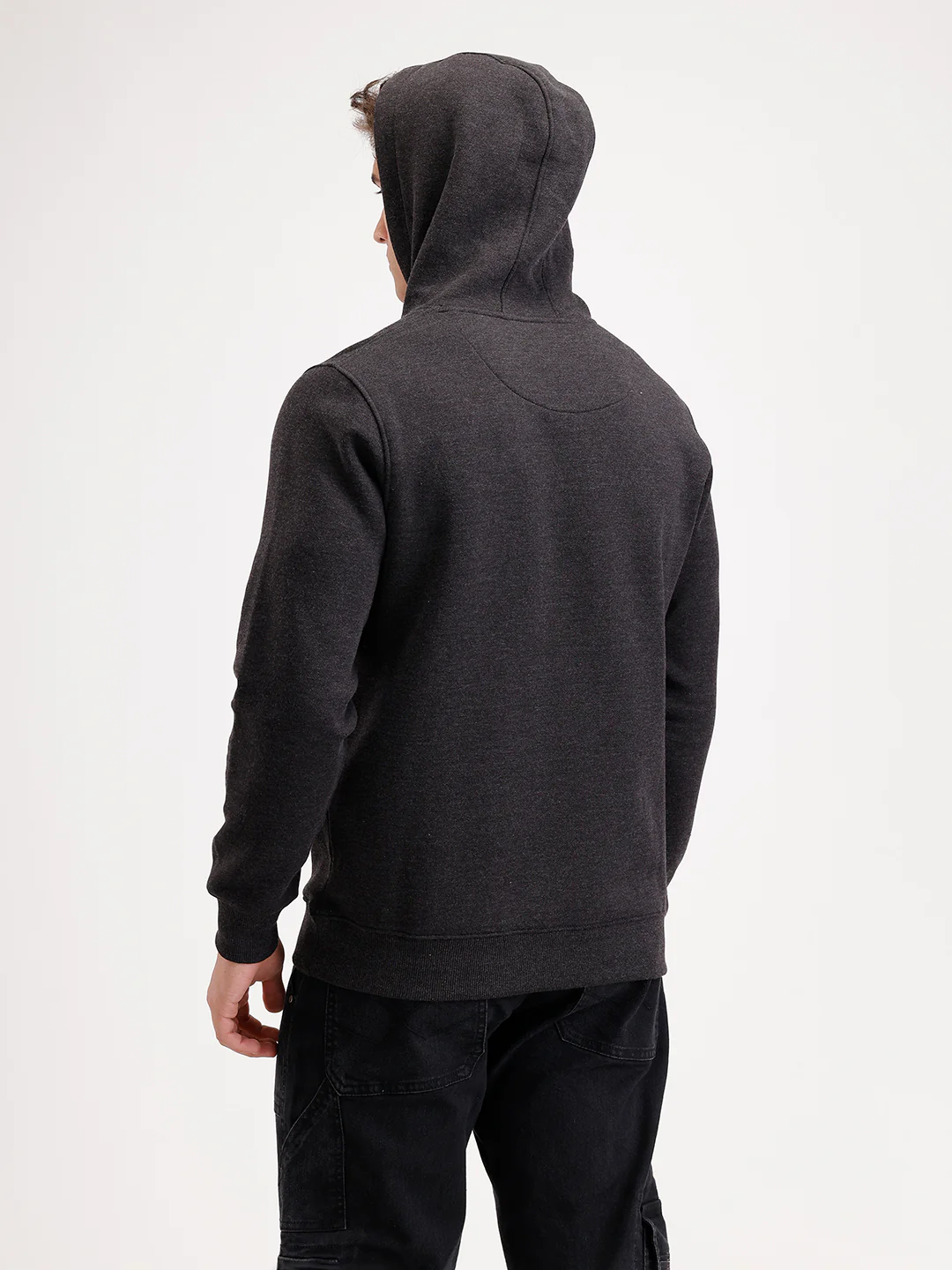 Solid Regular Fit Hoodie | Grey - Image 3