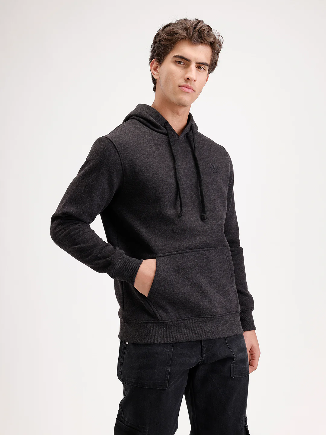 Solid Regular Fit Hoodie | Grey - Image 4