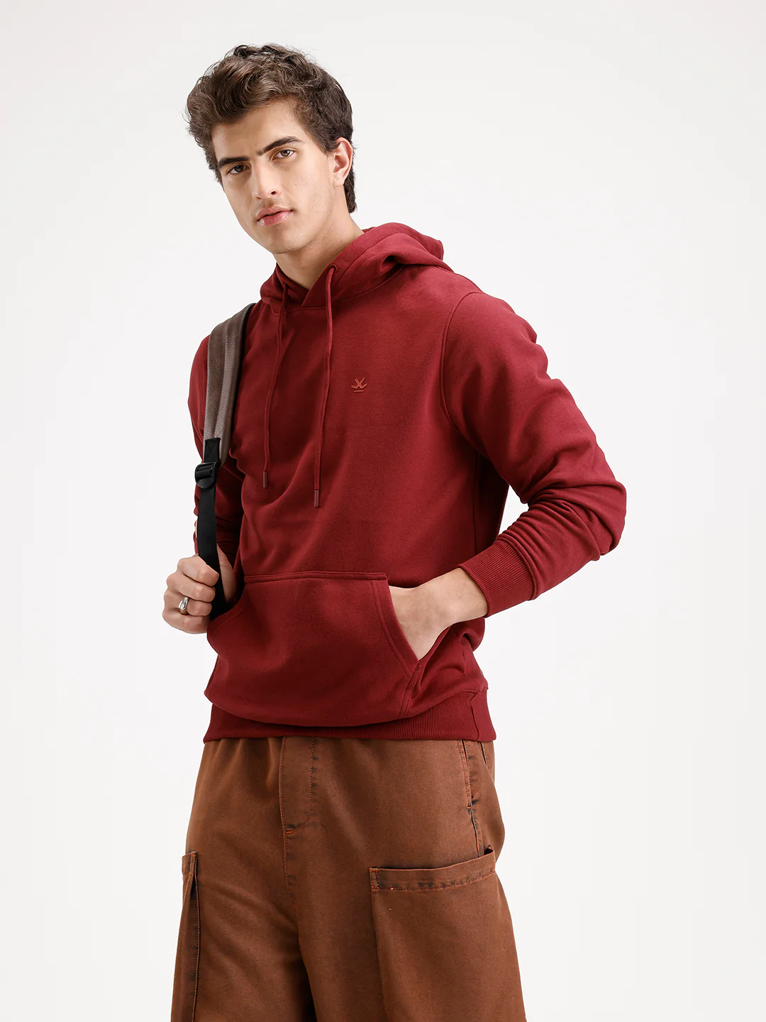 Solid Regular Fit Hoodie | Maroon