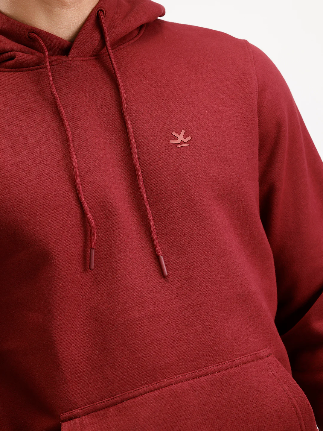 Solid Regular Fit Hoodie | Maroon - Image 4