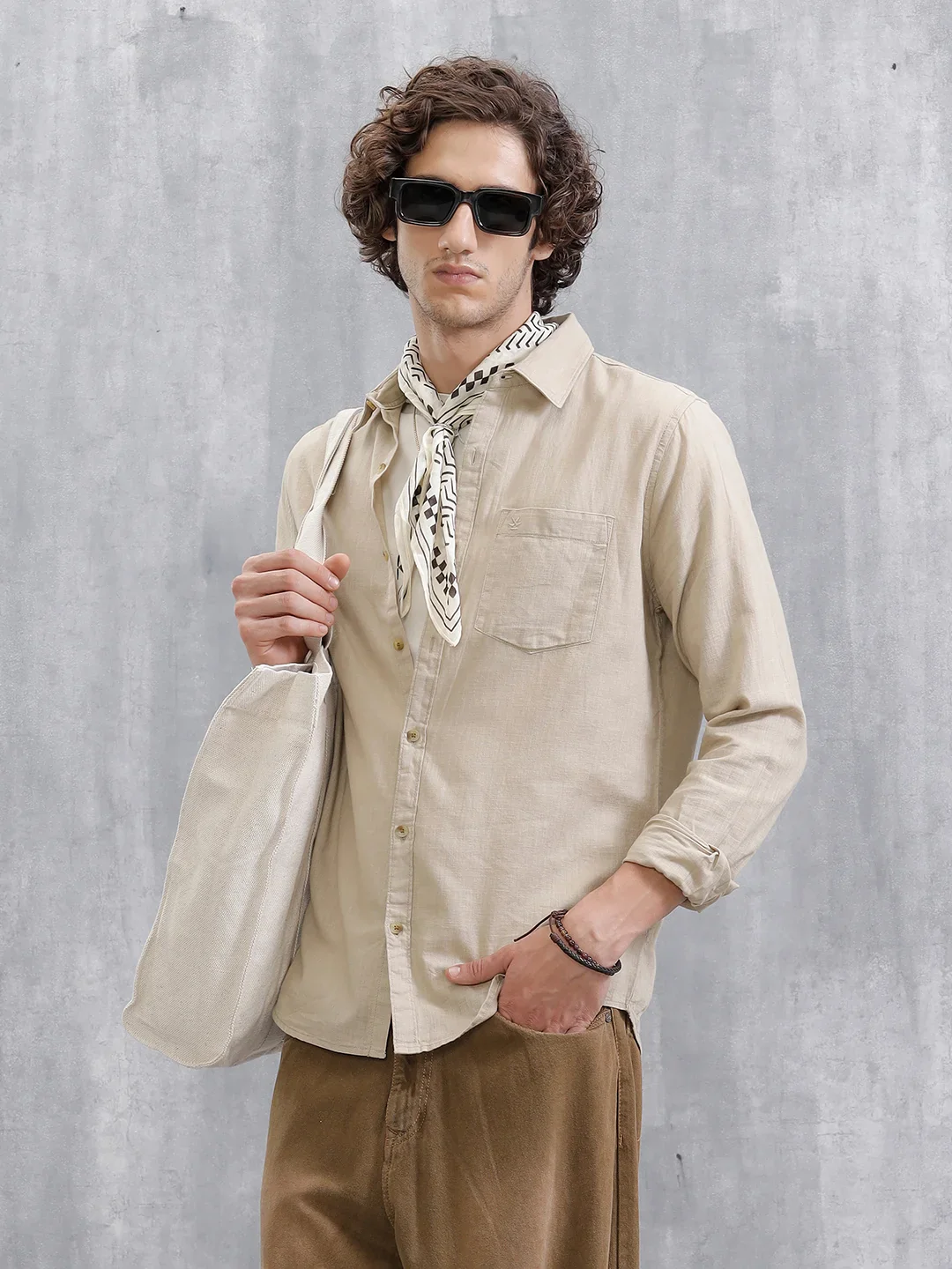 Solid Regular Fit Shirt | Khaki
