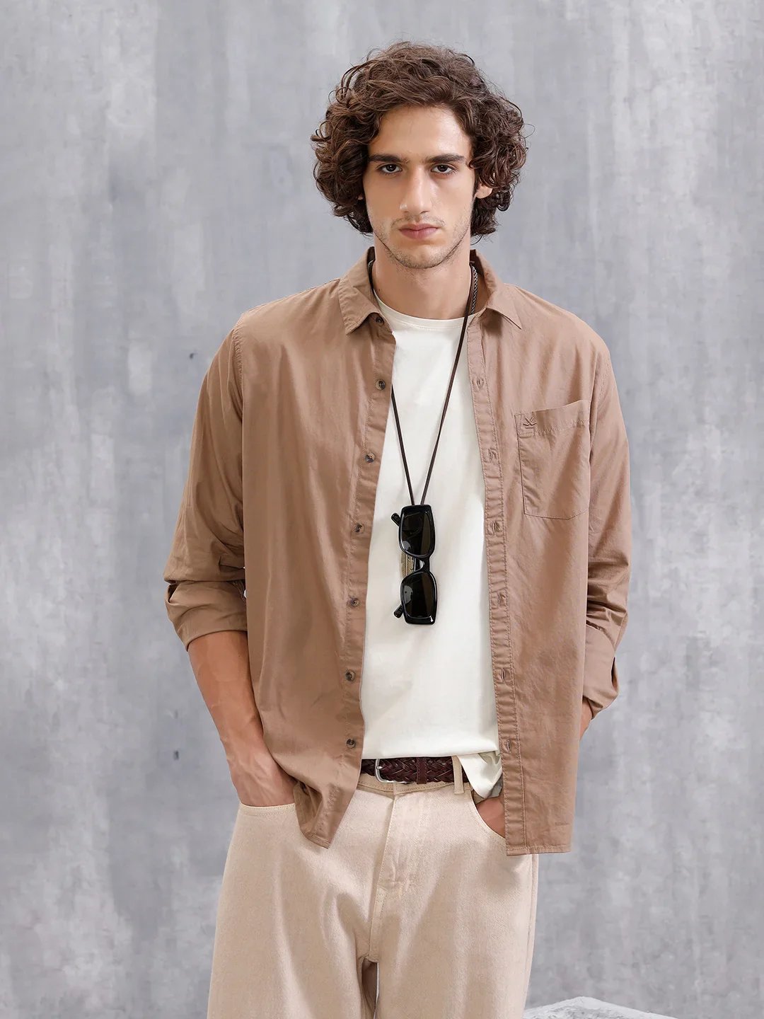 Solid Regular Fit Shirt | Khaki