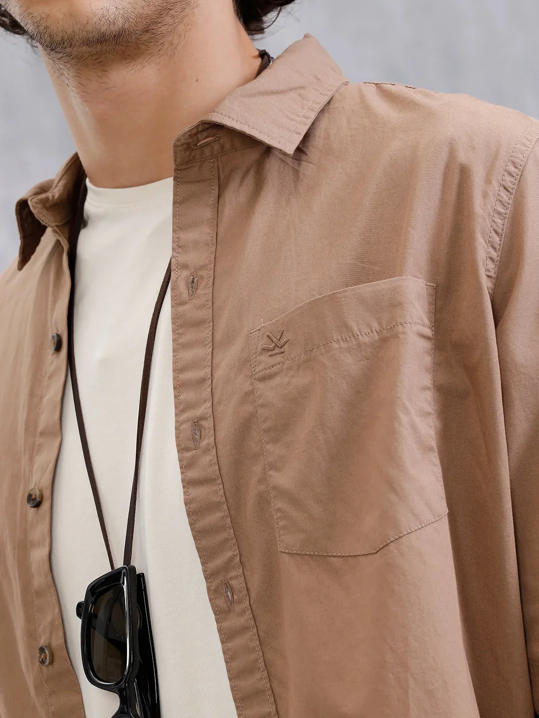 Solid Regular Fit Shirt | Khaki - Image 5