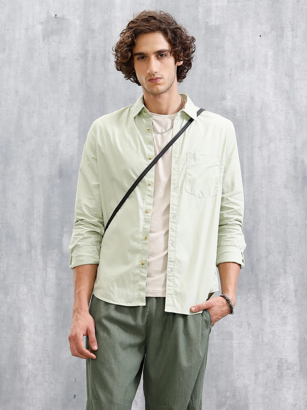 Solid Regular Fit Shirt | Light Green