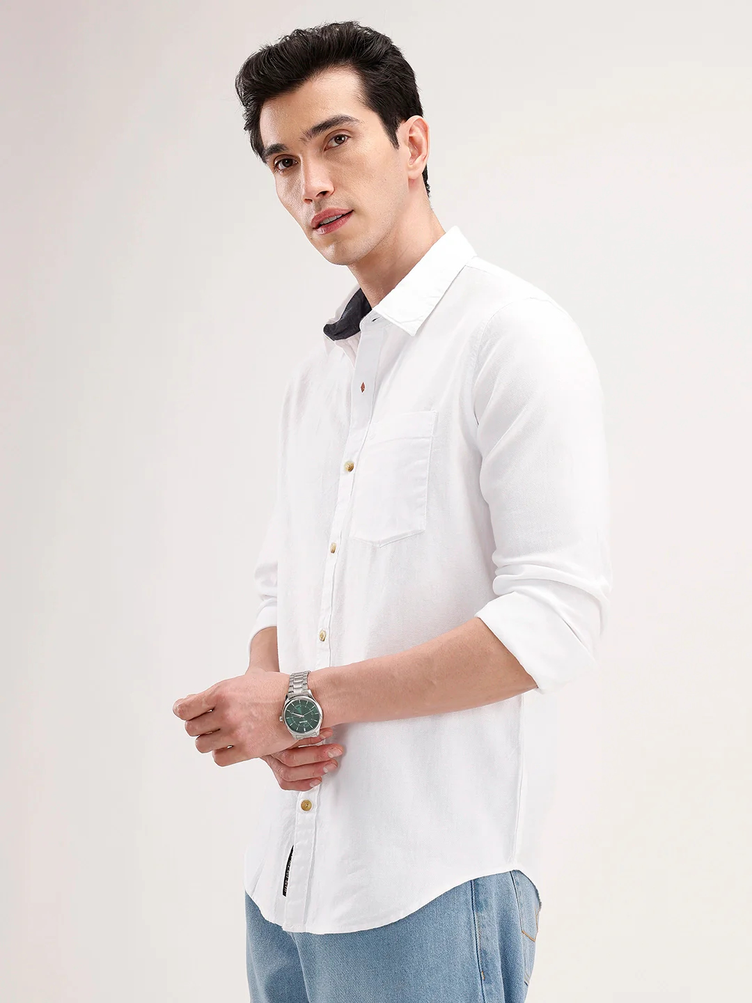 Solid Regular Fit Shirt | White - Image 4